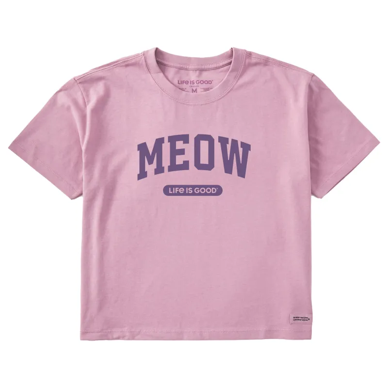 Women's Meow Arch Short Sleeve Crusher Boxy Tee sold by Life is Good