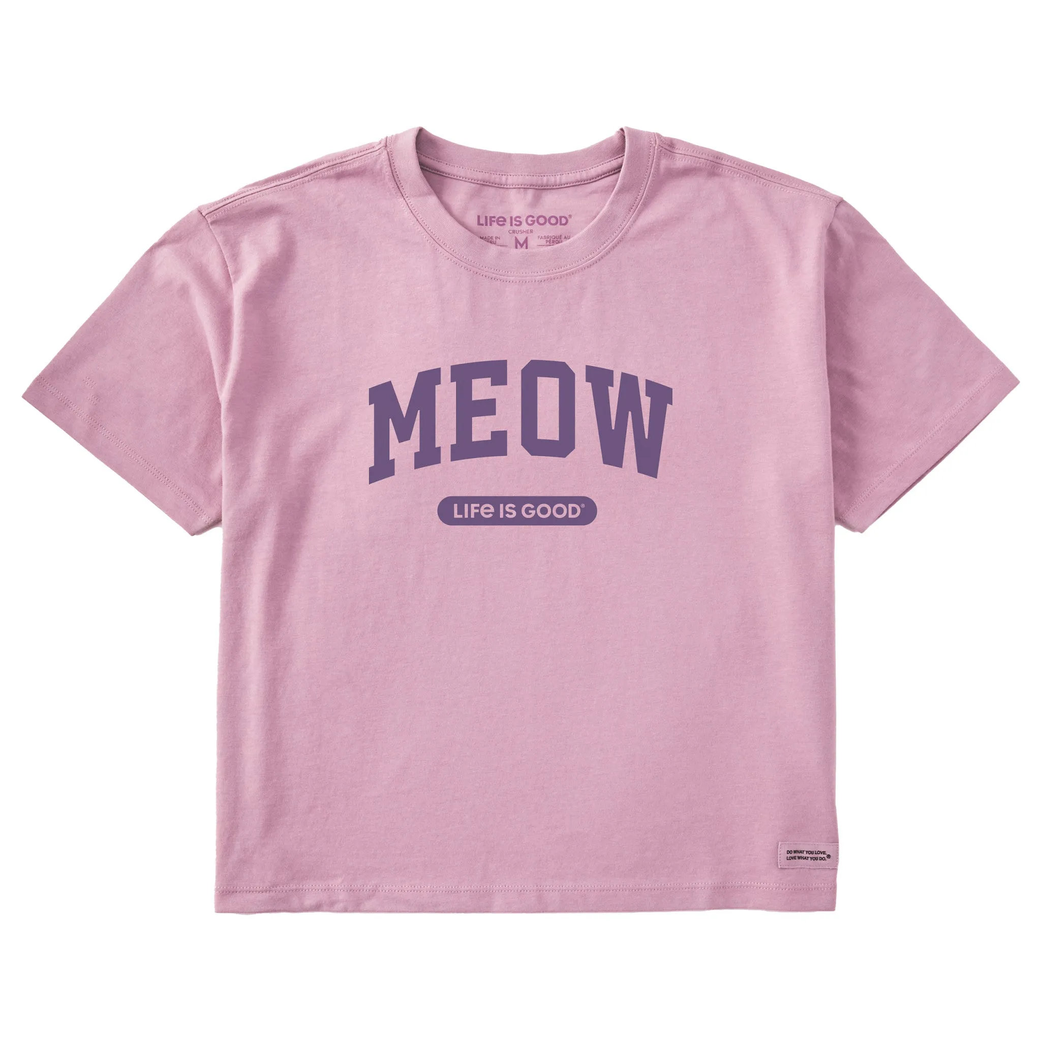 Women's Meow Arch Short Sleeve Crusher Boxy Tee sold by Life is Good