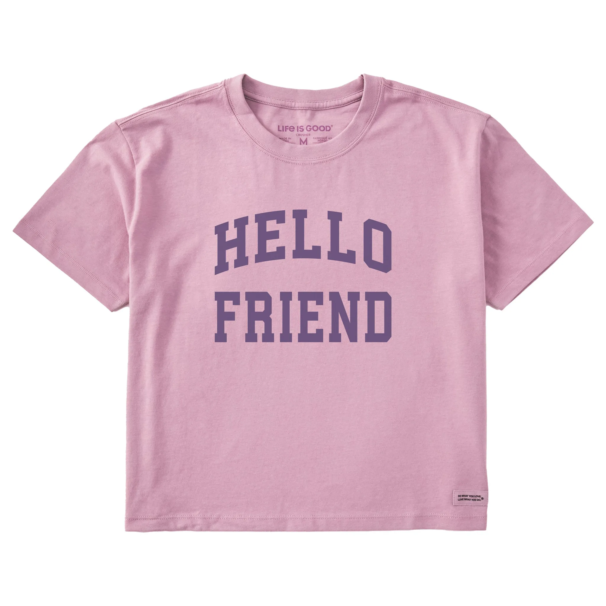 Women's Hello Friend Arch Short Sleeve Crusher Boxy Tee sold by Life is Good