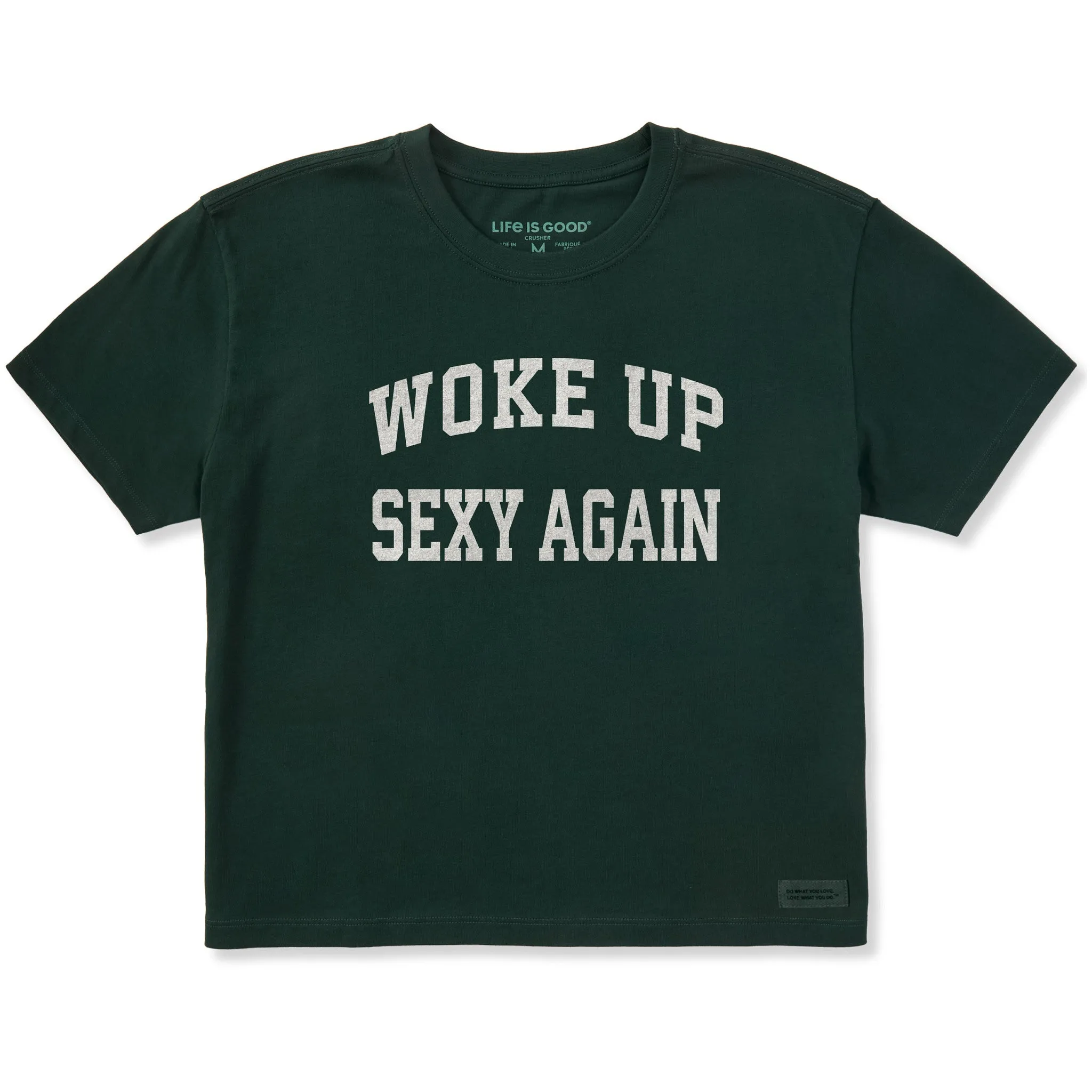 Women's Woke Up Sexy Again Arch Short Sleeve Crusher Boxy Tee sold by Life is Good