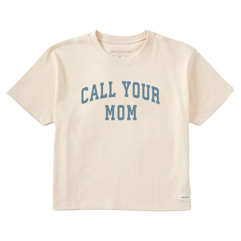Women's Call Your Mom Arch Short Sleeve Crusher Boxy Tee sold by Life is Good