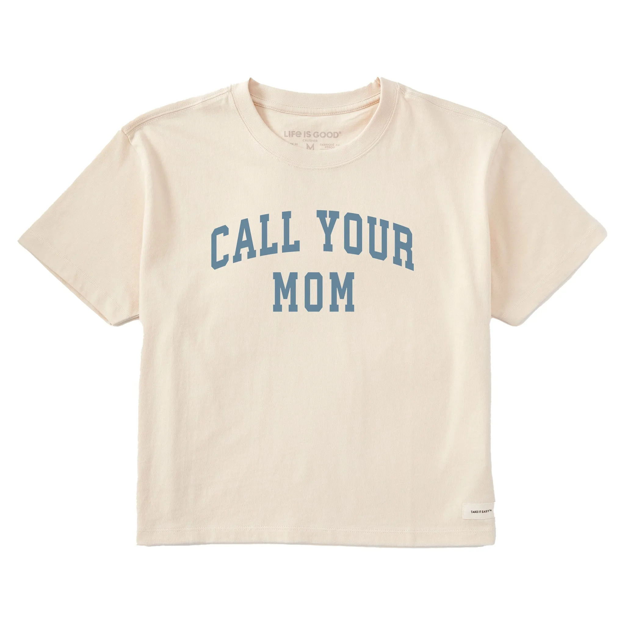 Women's Call Your Mom Arch Short Sleeve Crusher Boxy Tee sold by Life is Good