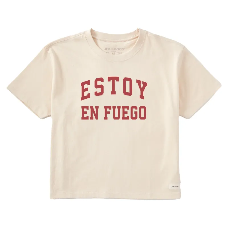 Women's Estoy En Fuego Arch Short Sleeve Crusher Boxy Tee sold by Life is Good