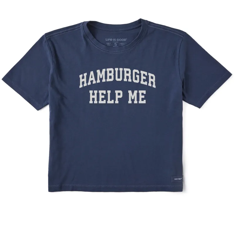 Women's Hamburger Help Me Arch Short Sleeve Crusher Boxy Tee sold by Life is Good