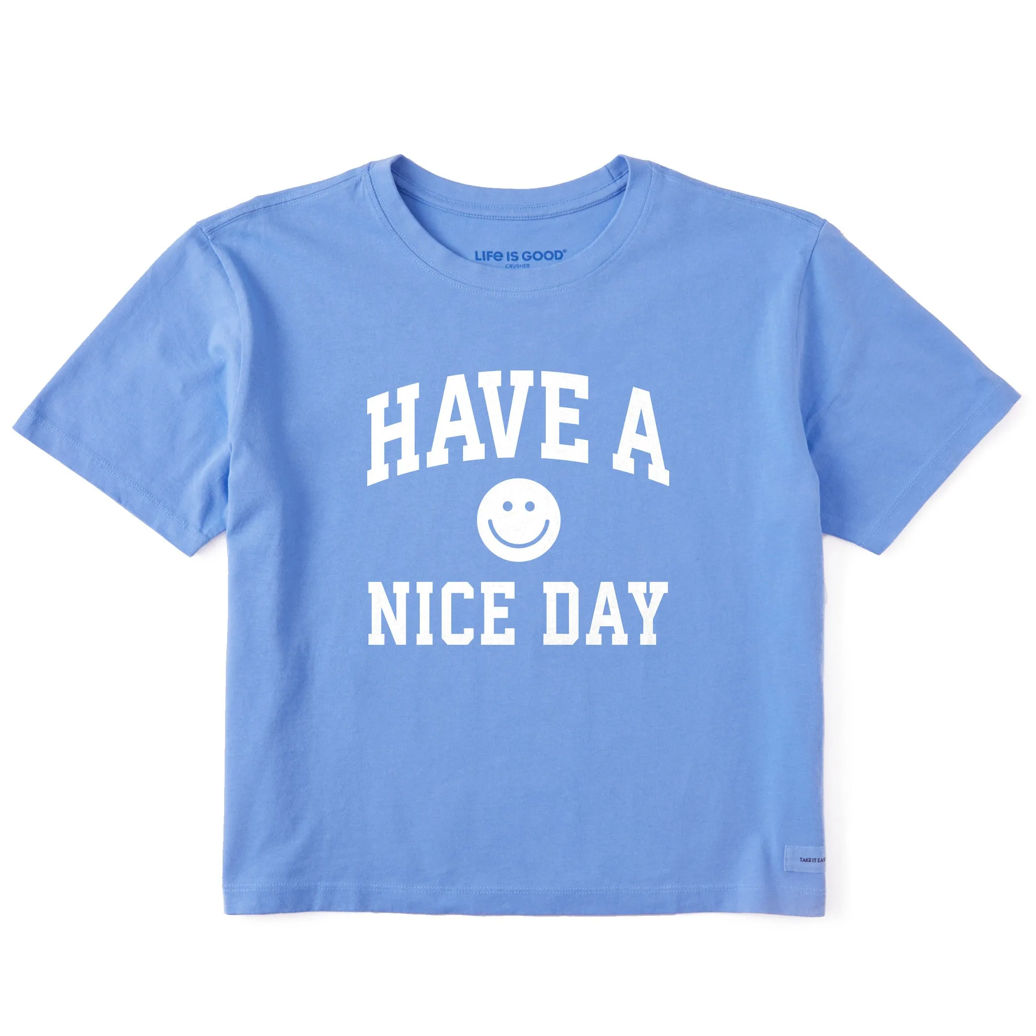 Women's Have a Nice Day Arch Short Sleeve Crusher Boxy Tee sold by Life is Good