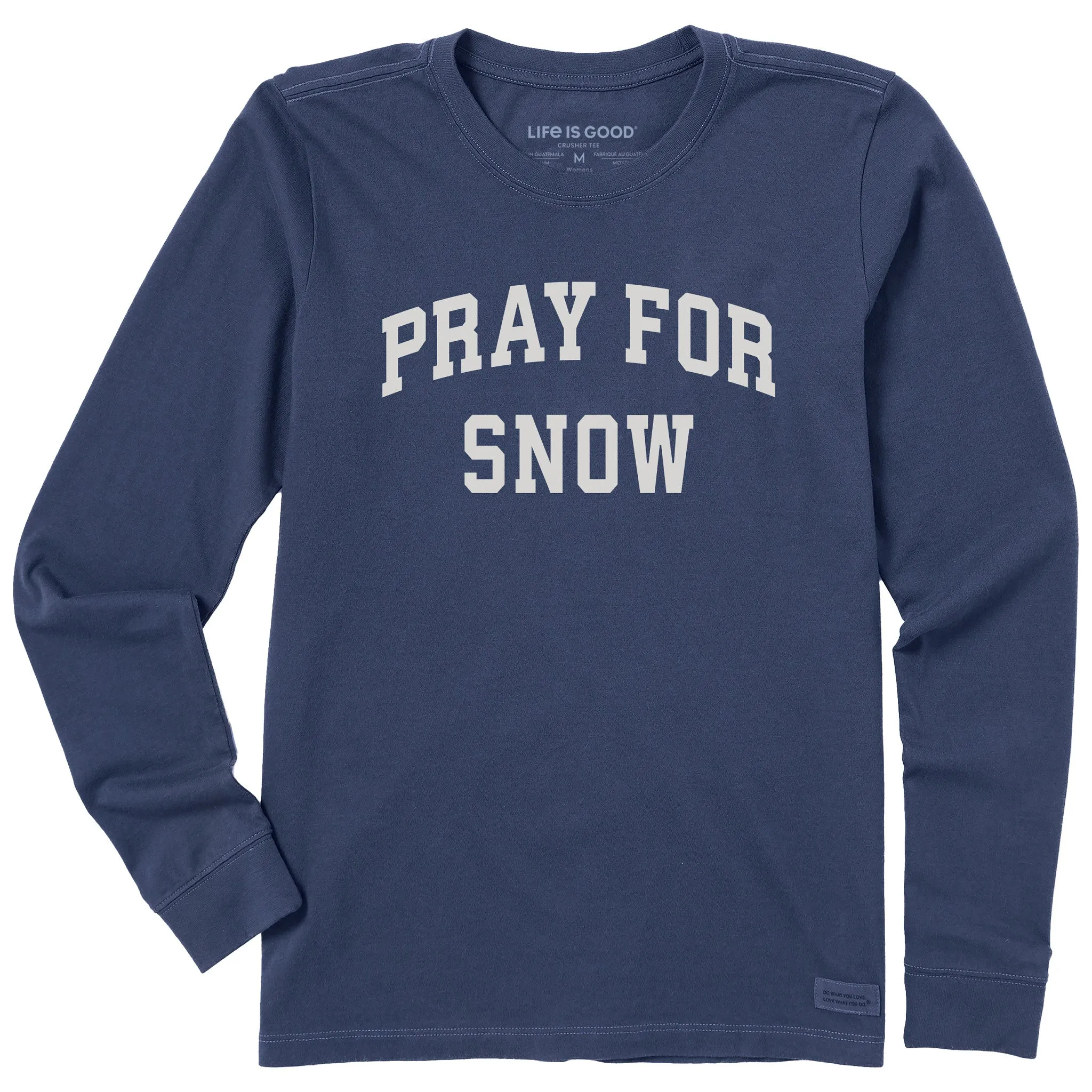 Women's Pray for Snow ARch Long Sleeve Crusher Tee sold by Life is Good