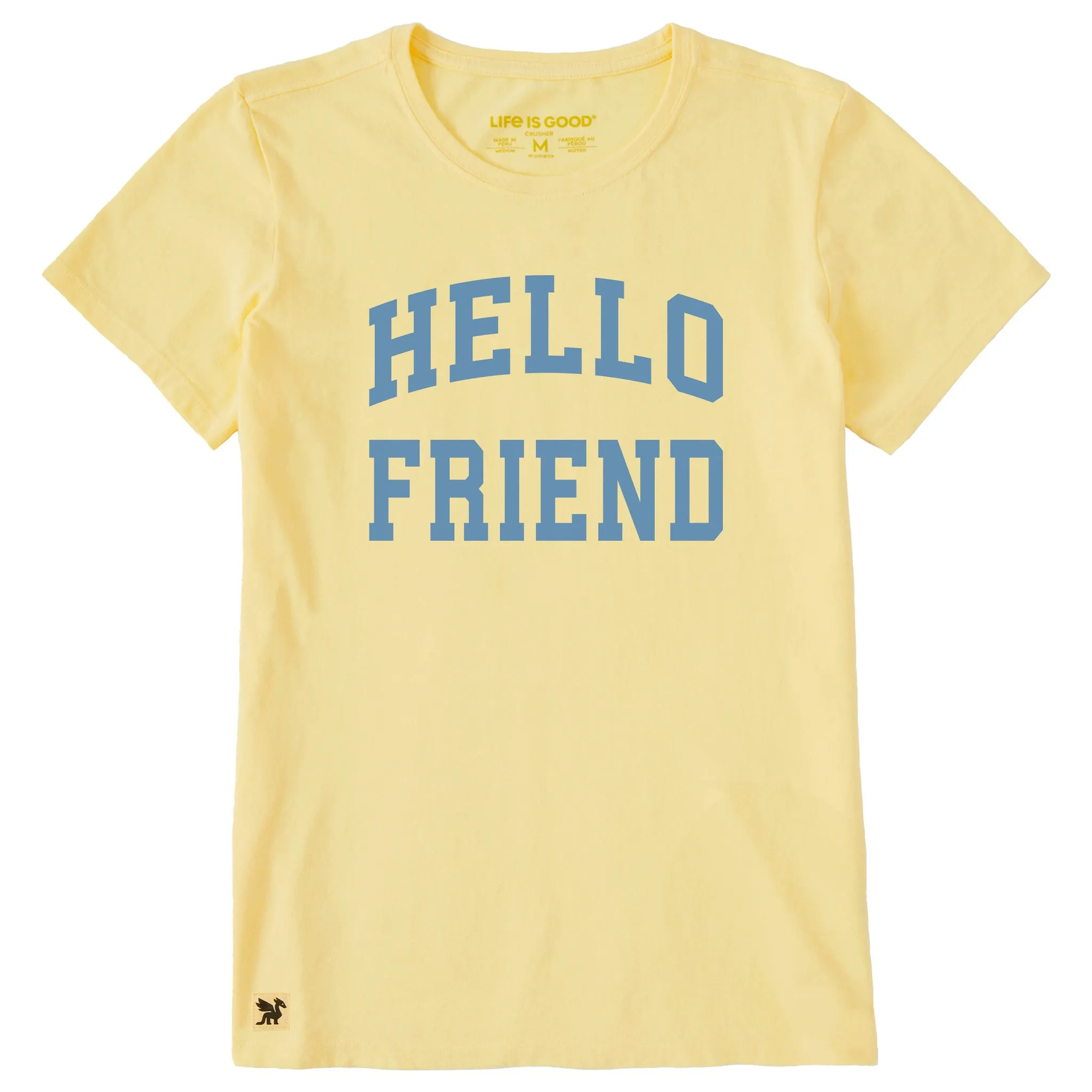 Women's Hello Friend Arch Short Sleeve Crusher Tee sold by Life is Good