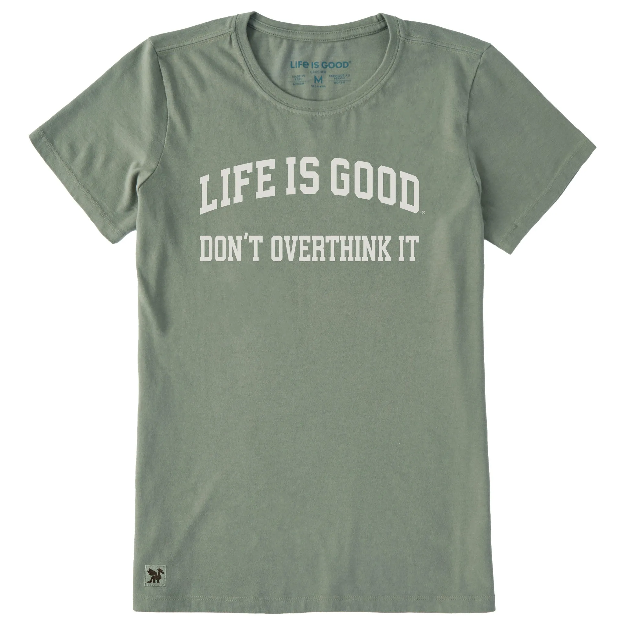 Women's Don't Overthink it Arch Short Sleeve Crusher Tee sold by Life is Good