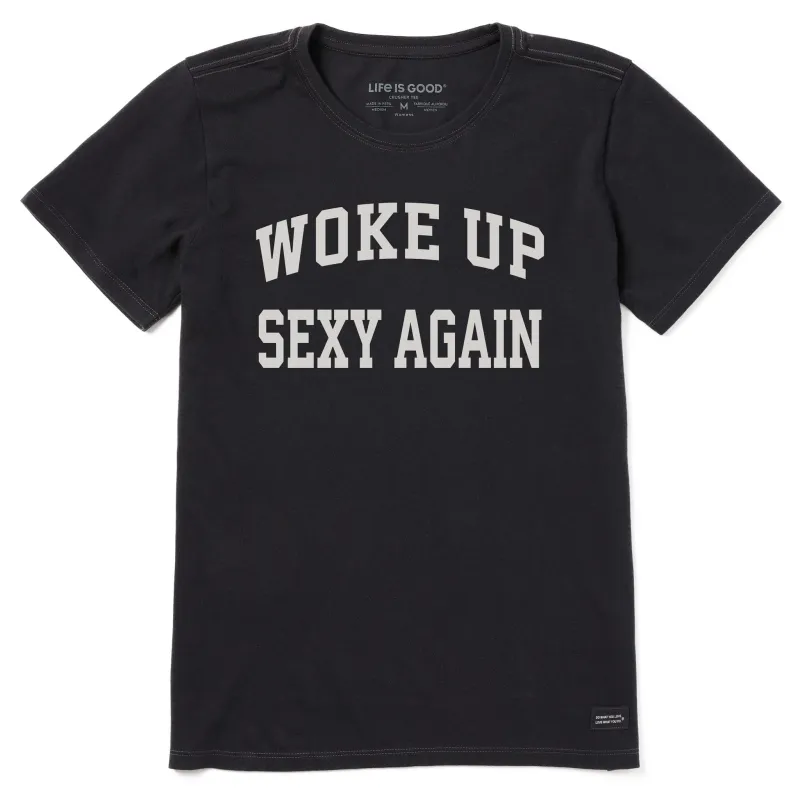 Women's Woke Up Sexy Again Arch Short Sleeve Crusher Tee sold by Life is Good