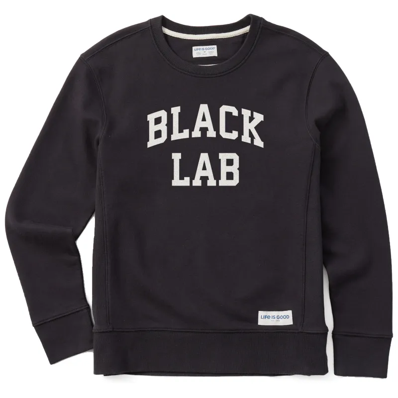 Women's Black Lab Arch Simply True Fleece Crew sold by Life is Good