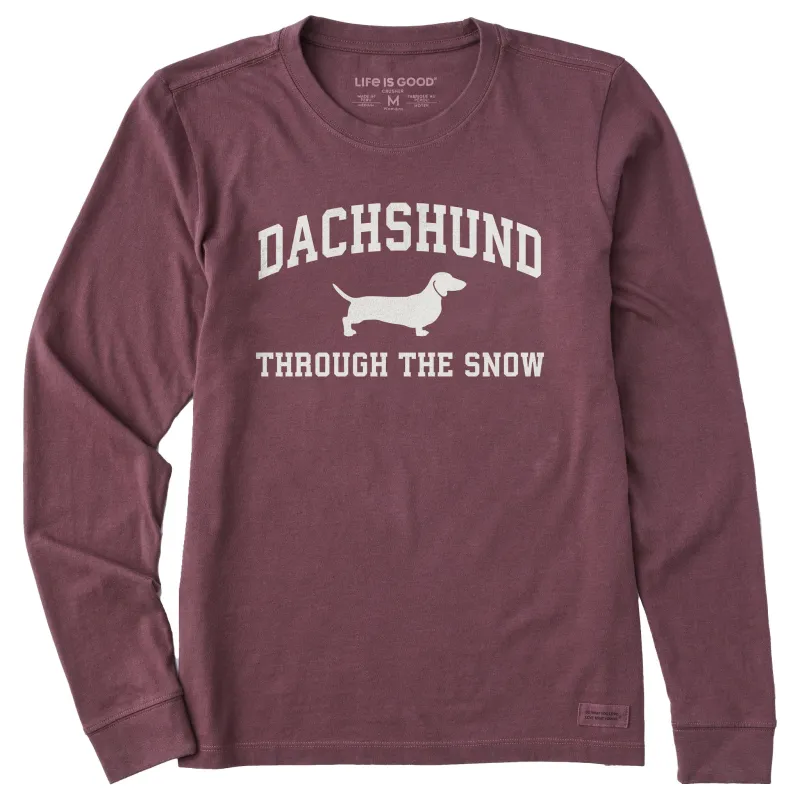 Women's Dachshunds Snow Arch Long Sleeve Crusher Tee sold by Life is Good