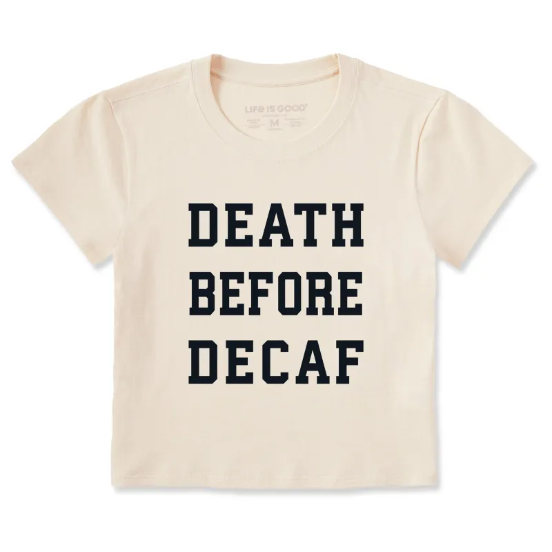 Women's Death Before Decaf Arch Crusher-LITE Shrunken Tee sold by Life is Good