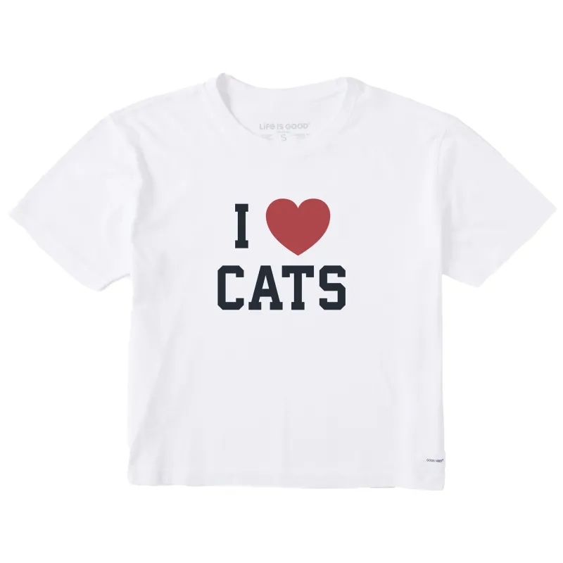 Women's I Heart Cats Arch Short Sleeve Crusher Boxy Tee sold by Life is Good