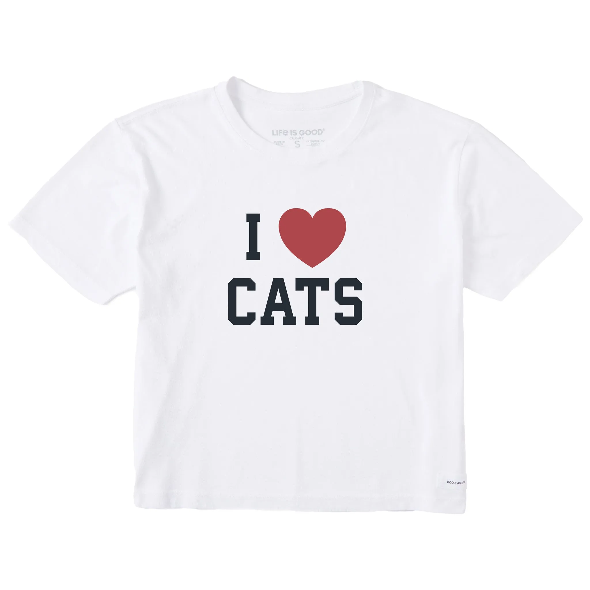 Women's I Heart Cats Arch Short Sleeve Crusher Boxy Tee sold by Life is Good