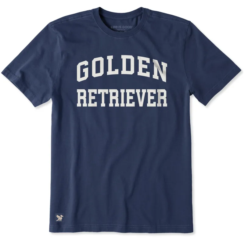 Men's Golden Retriever Arch Short Sleeve Crusher Tee sold by Life is Good