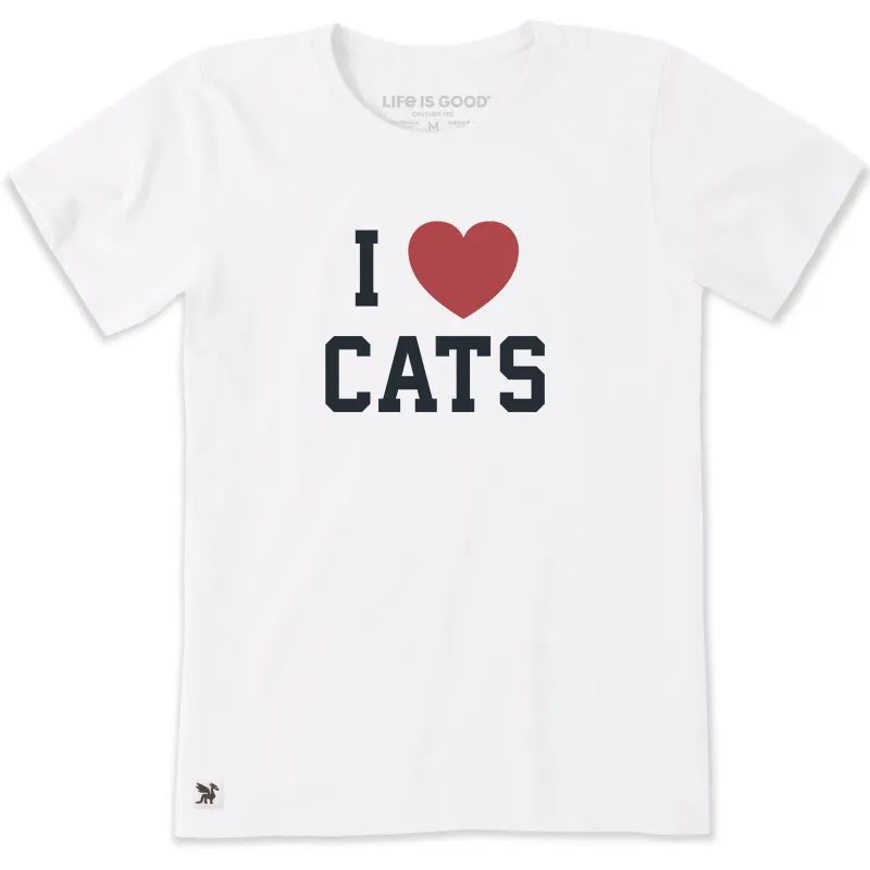 Women's I Heart Cats Arch Short Sleeve Crusher Tee sold by Life is Good