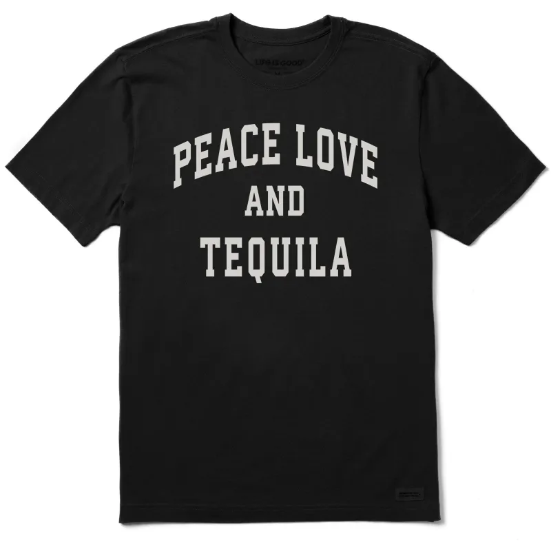 Men's Peace Love and Tequila Arch Short Sleeve Crusher Tee sold by Life is Good