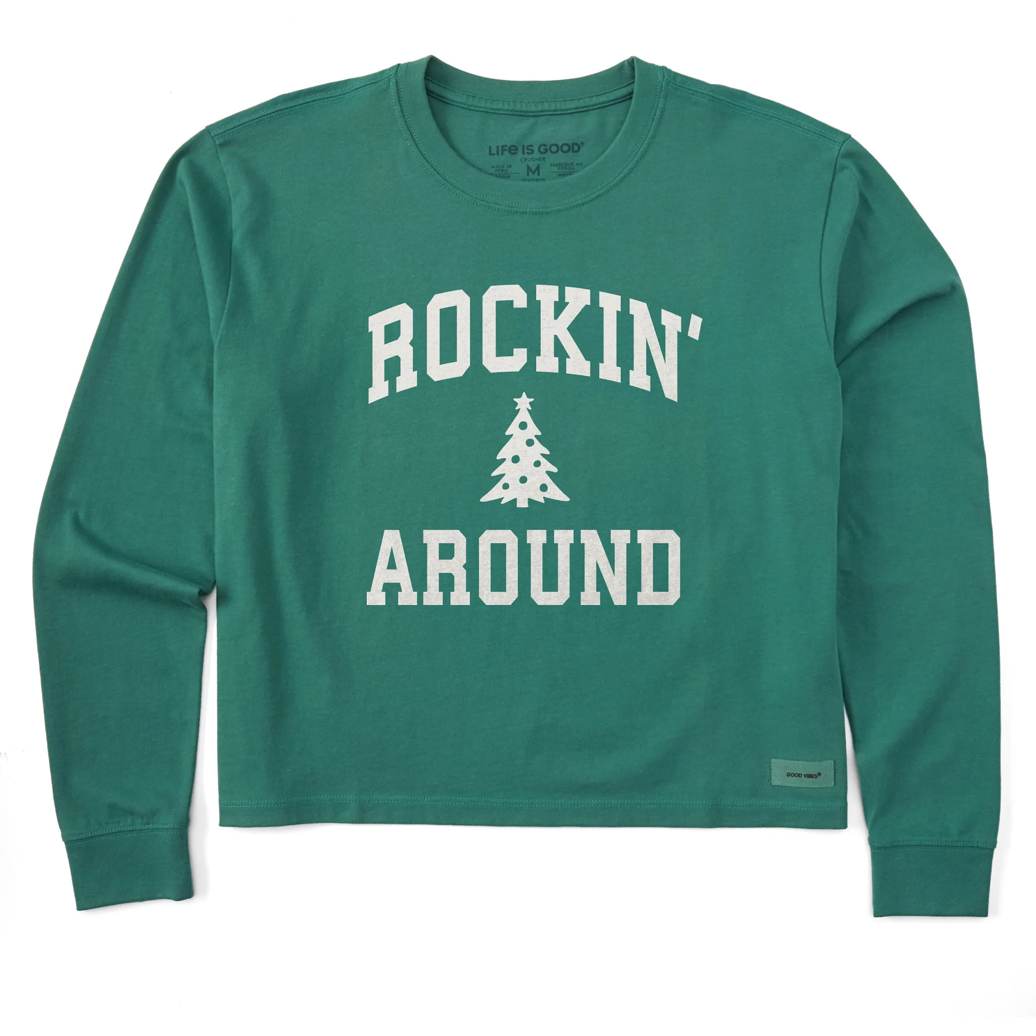 Women's Rockin Around Arch Long Sleeve Crusher Boxy Tee sold by Life is Good