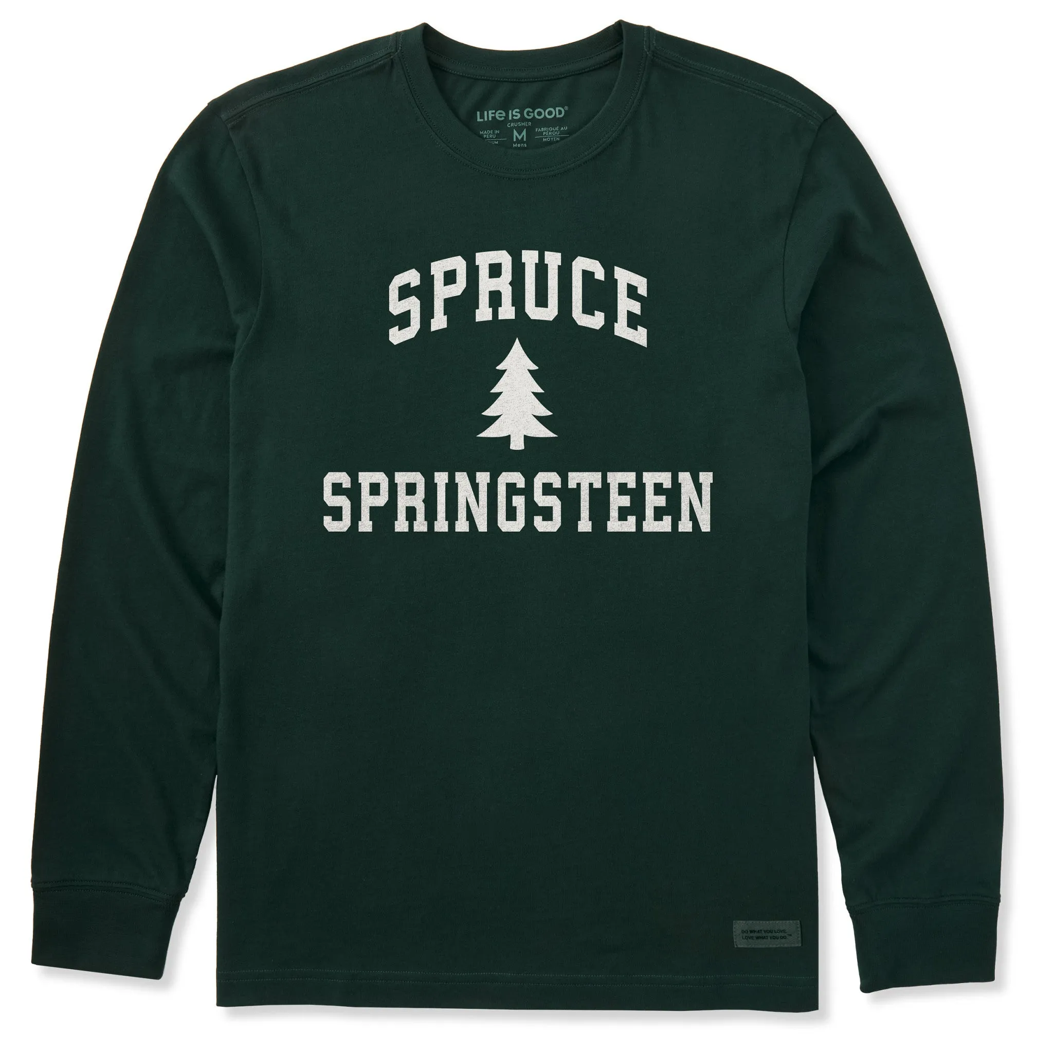 Men's Spruce Springsteen Arch Long Sleeve Crusher Tee sold by Life is Good