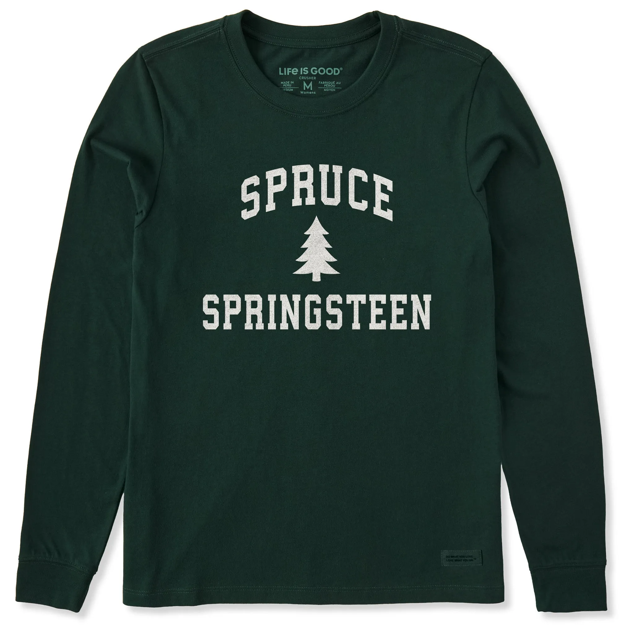 Women's Spruce Springsteen Arch Long Sleeve Crusher Tee sold by Life is Good