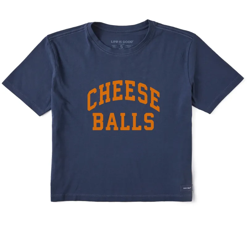 Women's Cheese Balls Arch Short Sleeve Crusher Boxy Tee sold by Life is Good