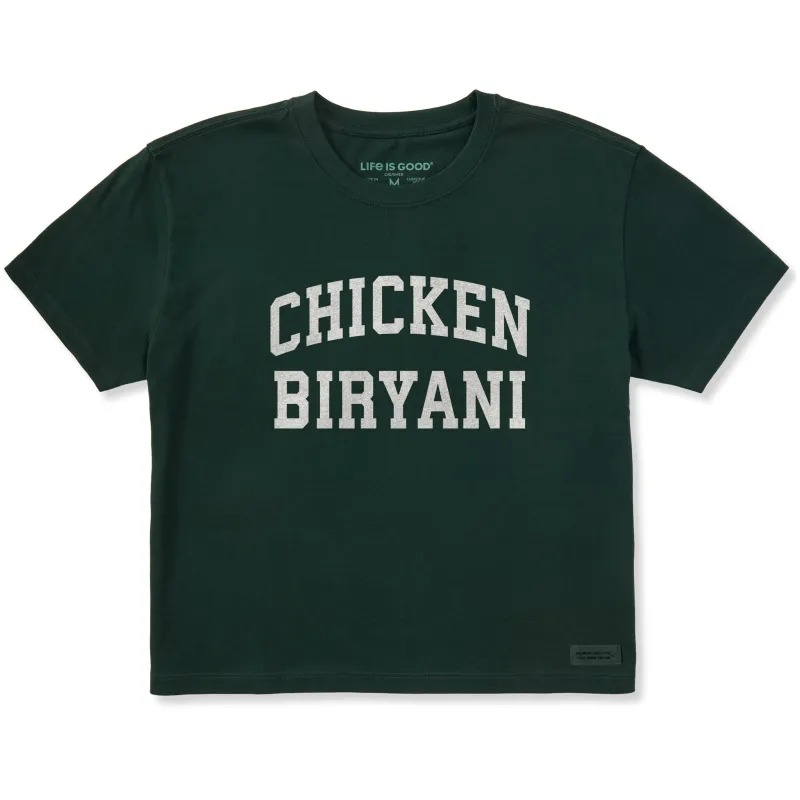 Women's Chicken Biryani Arch Short Sleeve Crusher Boxy Tee sold by Life is Good