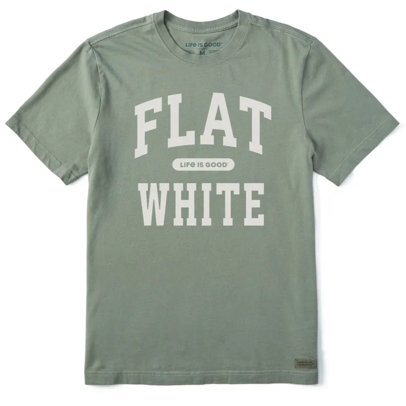 Men's Flat White Arch Short Sleeve Crusher Tee sold by Life is Good