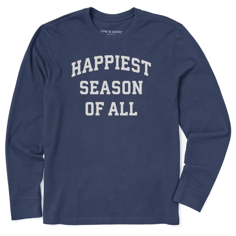 Men's Happiest Season of All Arch Long Sleeve Crusher Tee sold by Life is Good