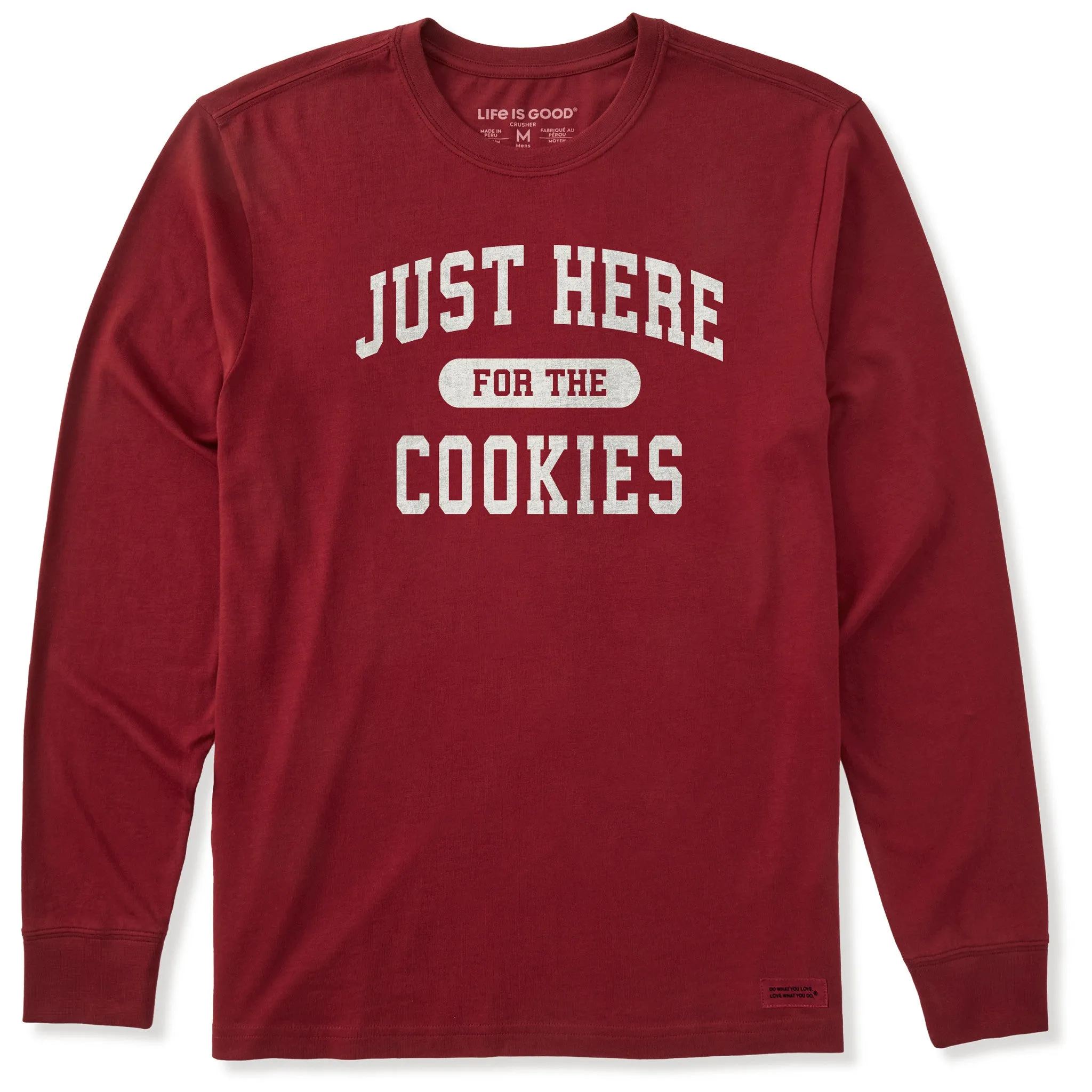 Men's Just Here for the Cookies Long Sleeve Crusher Tee sold by Life is Good