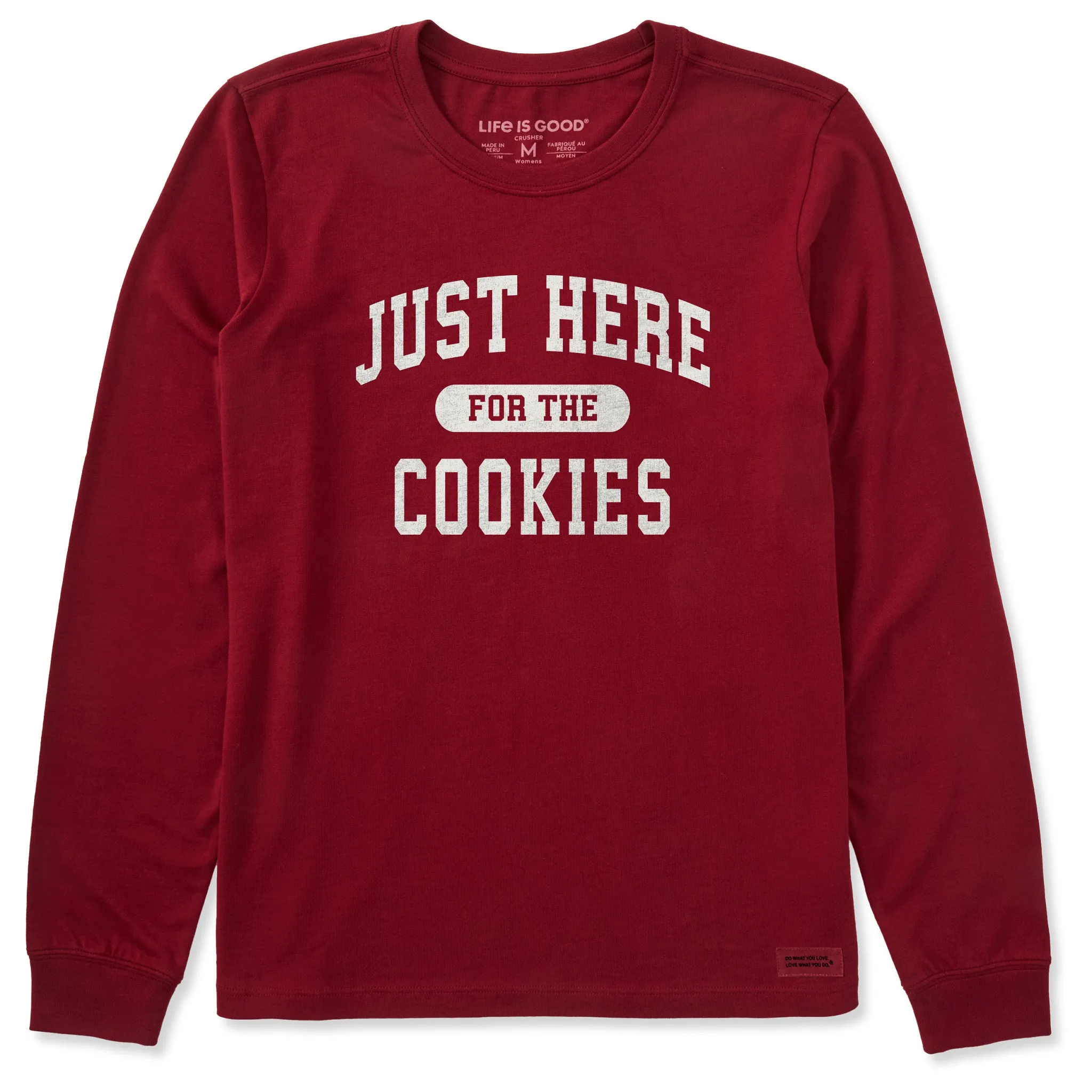 Women's Just Here for the Cookies Long Sleeve Crusher Tee sold by Life is Good