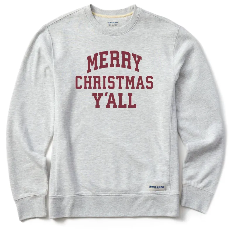 Men's Merry Christmas Y'all Arch Simply True Fleece Crew sold by Life is Good