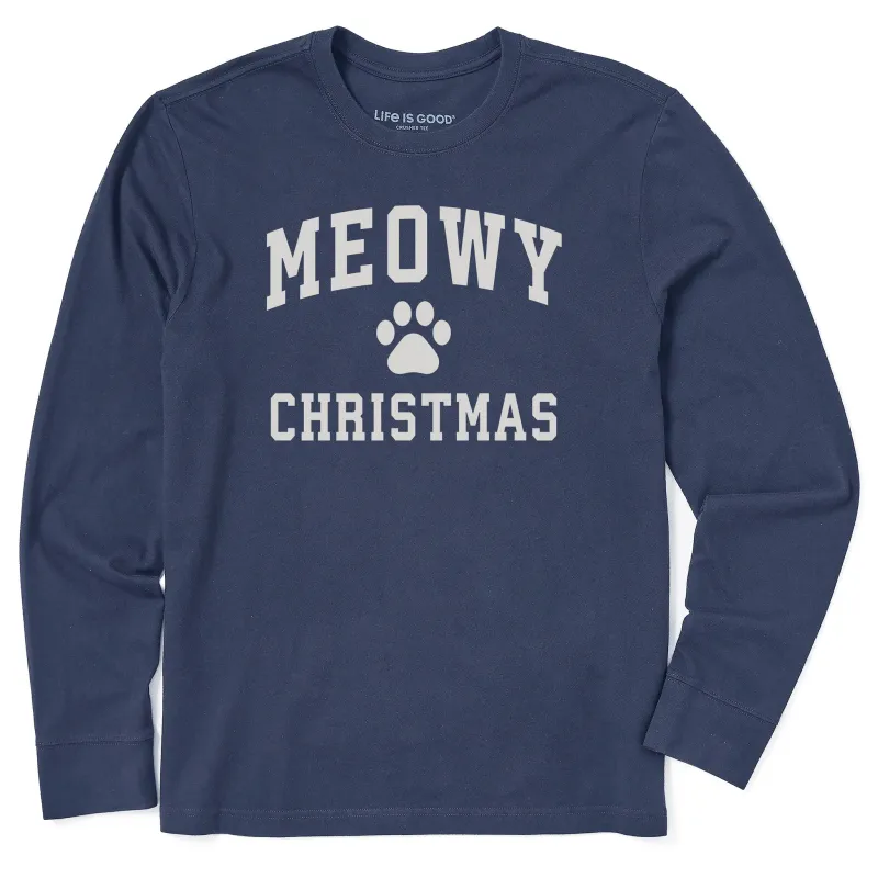 Men's Meowy Christmas Arch Long Sleeve Crusher Tee sold by Life is Good