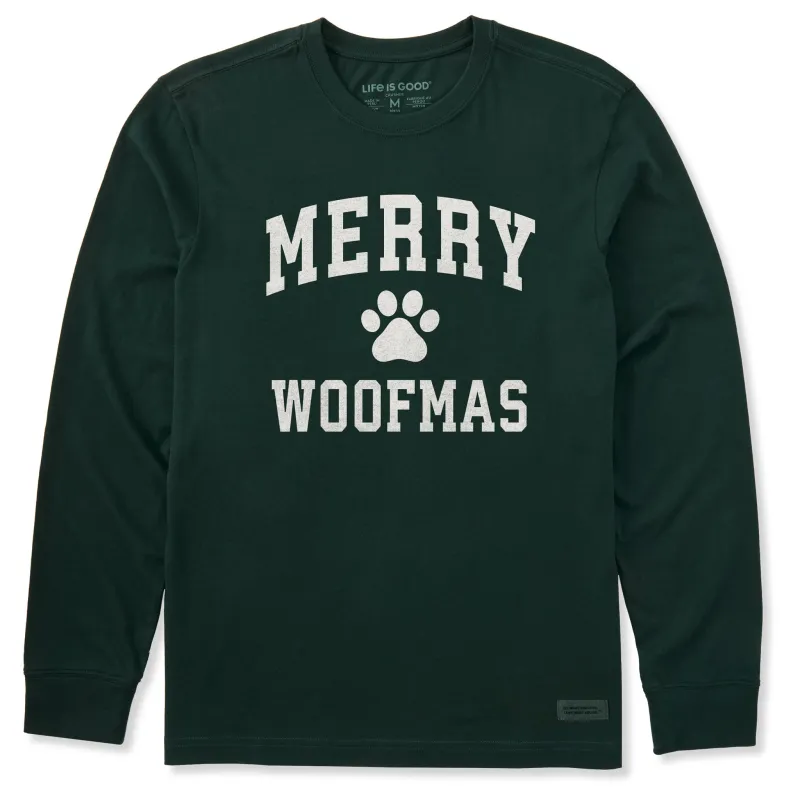 Men's Merry Woofmas Arch Long Sleeve Crusher Tee sold by Life is Good