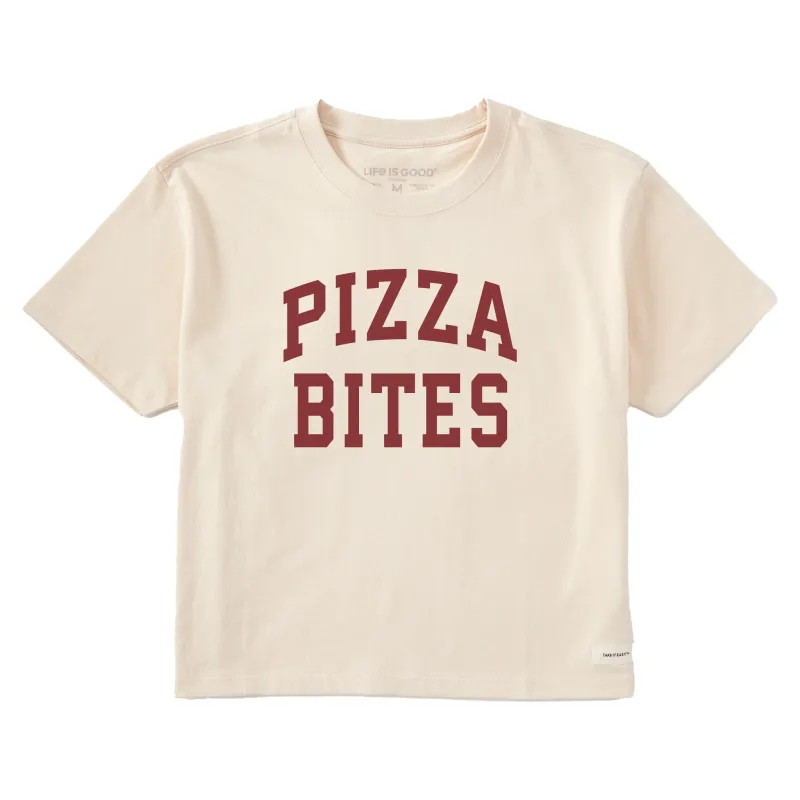 Women's Pizza Bites Arch Short Sleeve Crusher Boxy Tee sold by Life is Good