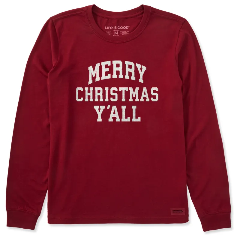 Women's Merry Christmas Y'all Arch Long Sleeve Crusher Tee sold by Life is Good