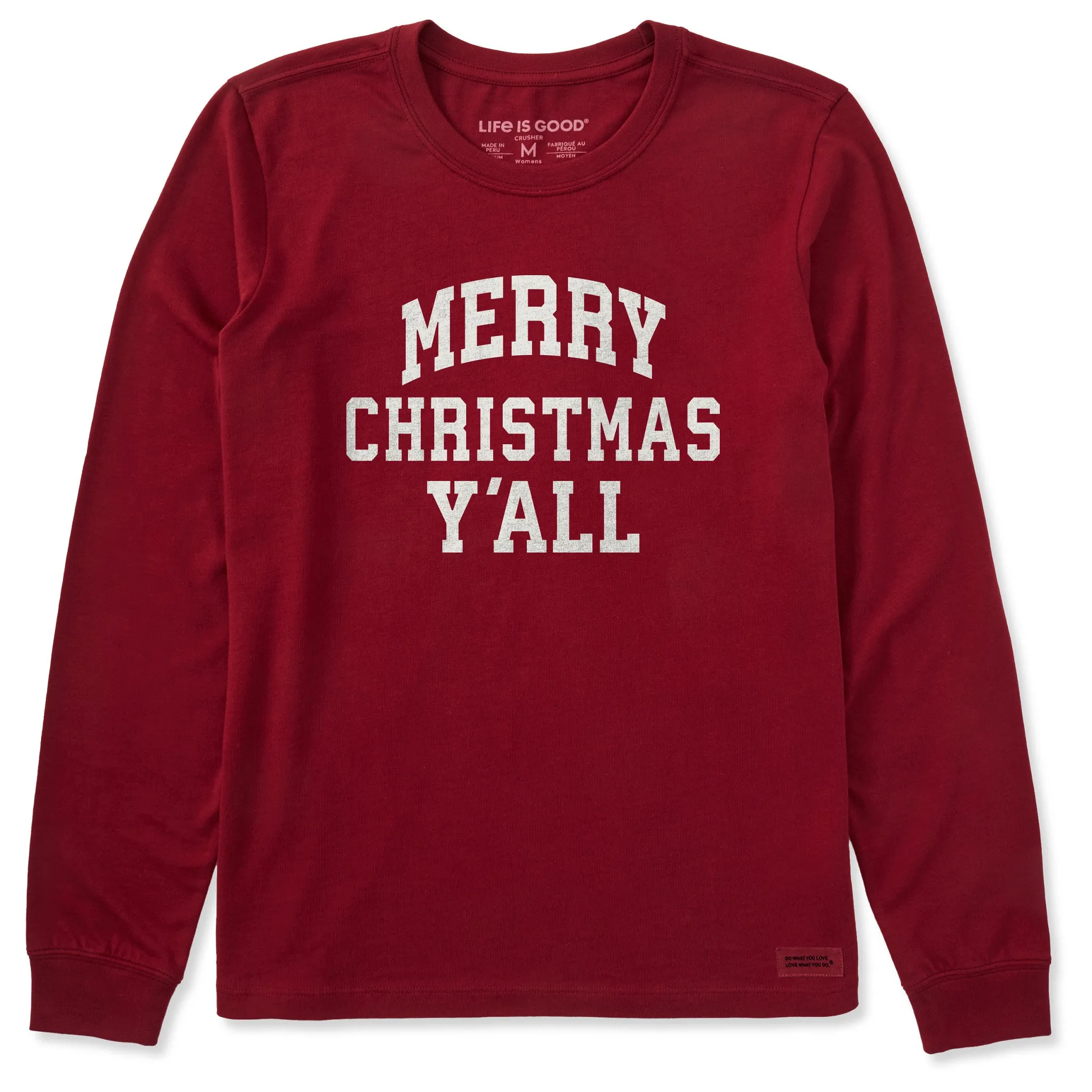 Women's Merry Christmas Y'all Arch Long Sleeve Crusher Tee sold by Life is Good