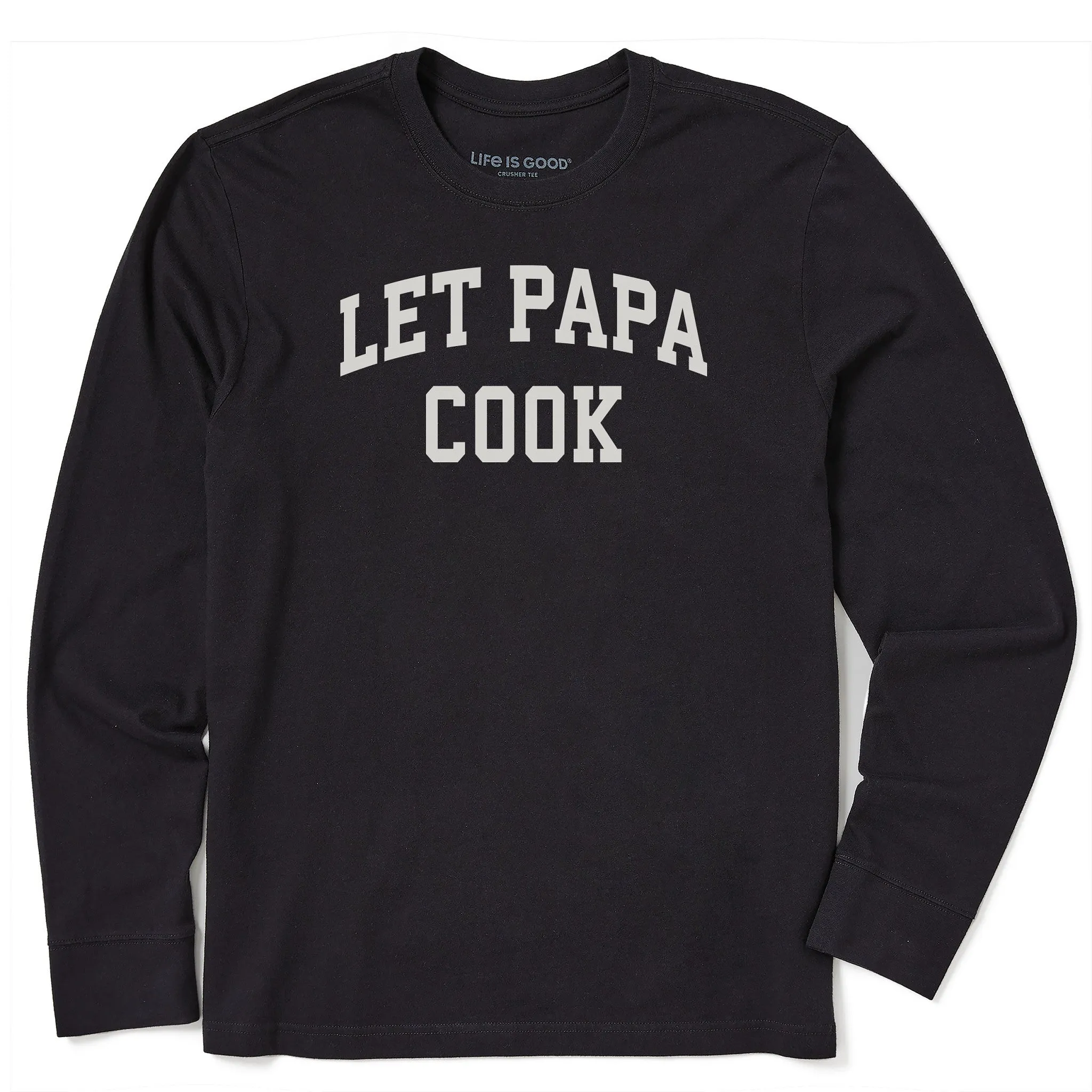 Men's Let Papa Cook Arch Long Sleeve Crusher Tee sold by Life is Good