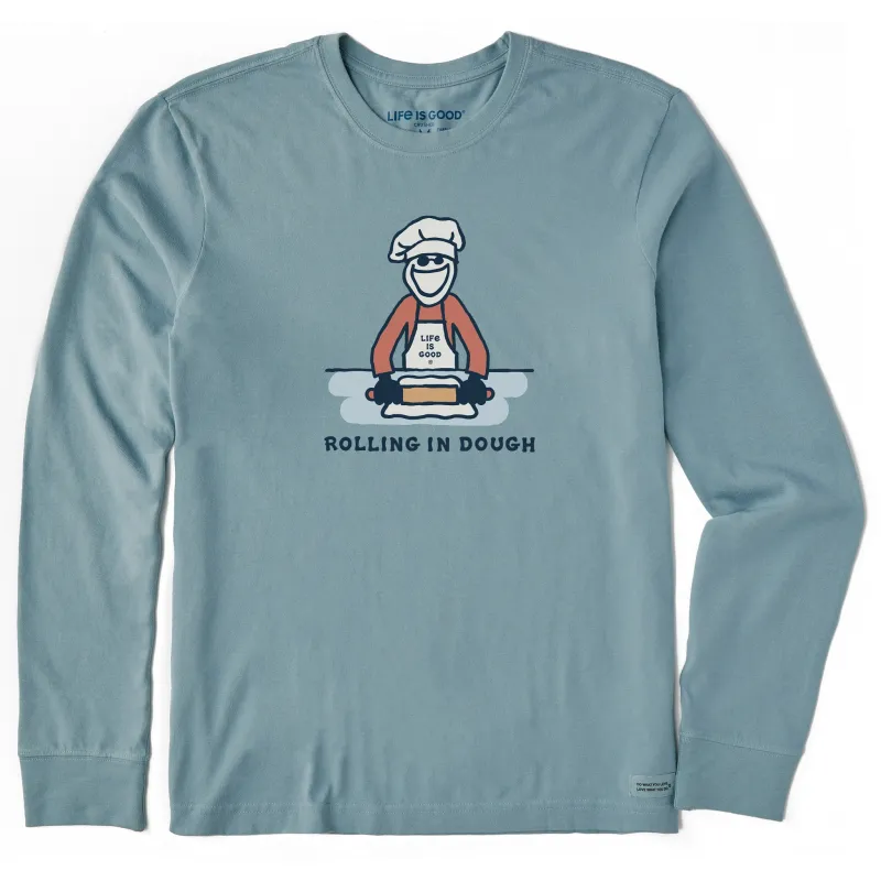 Men's Rolling in Dough Jake Long Sleeve Crusher Tee sold by Life is Good
