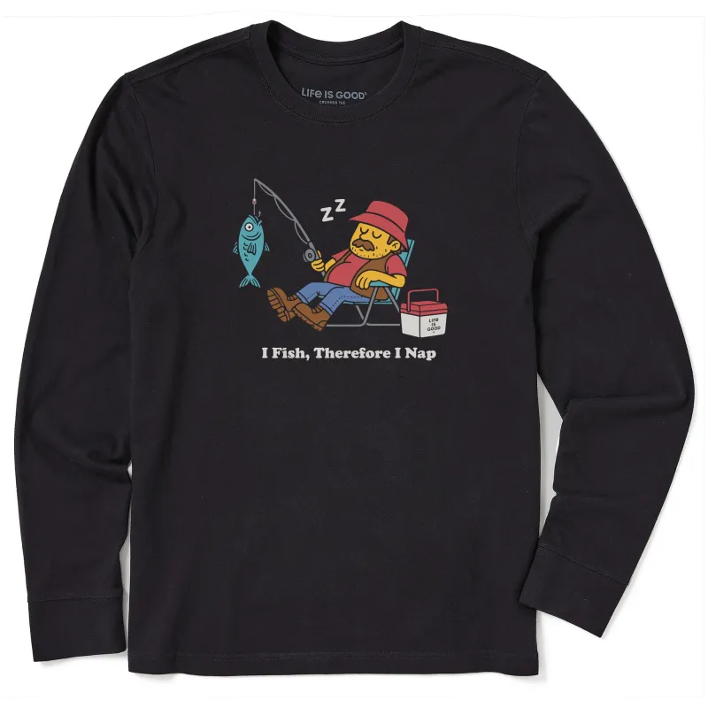 Men's I Fish, Therefore I Nap Long Sleeve Crusher Tee sold by Life is Good