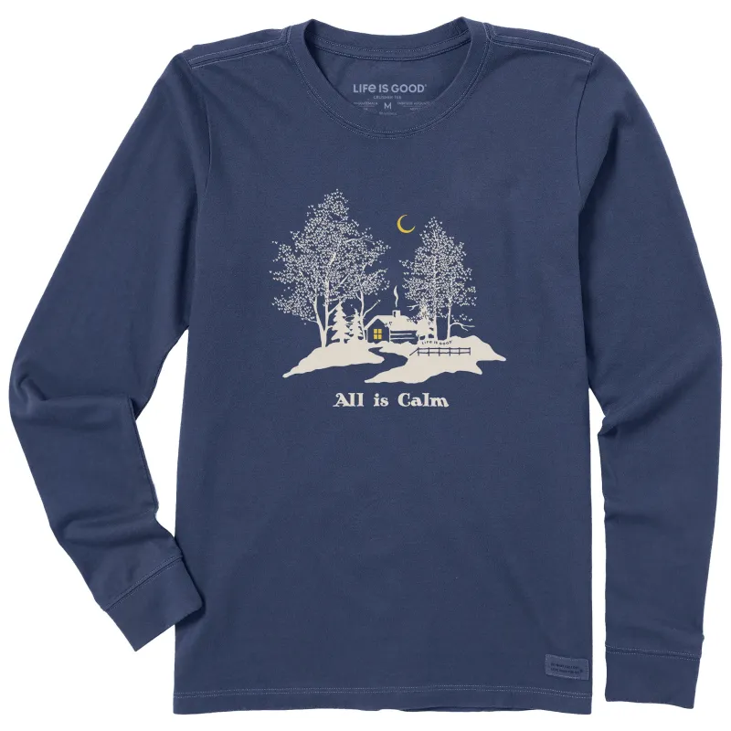 Women's All Is Calm Cabin Long Sleeve Crusher Tee sold by Life is Good