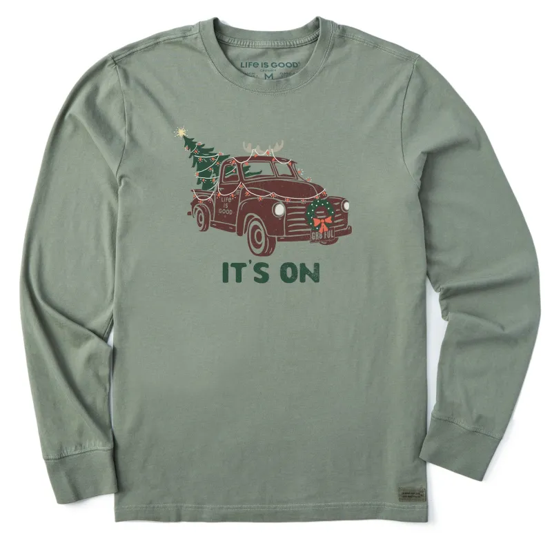 Men's It's On Christmas Truck Long Sleeve Crusher Tee sold by Life is Good