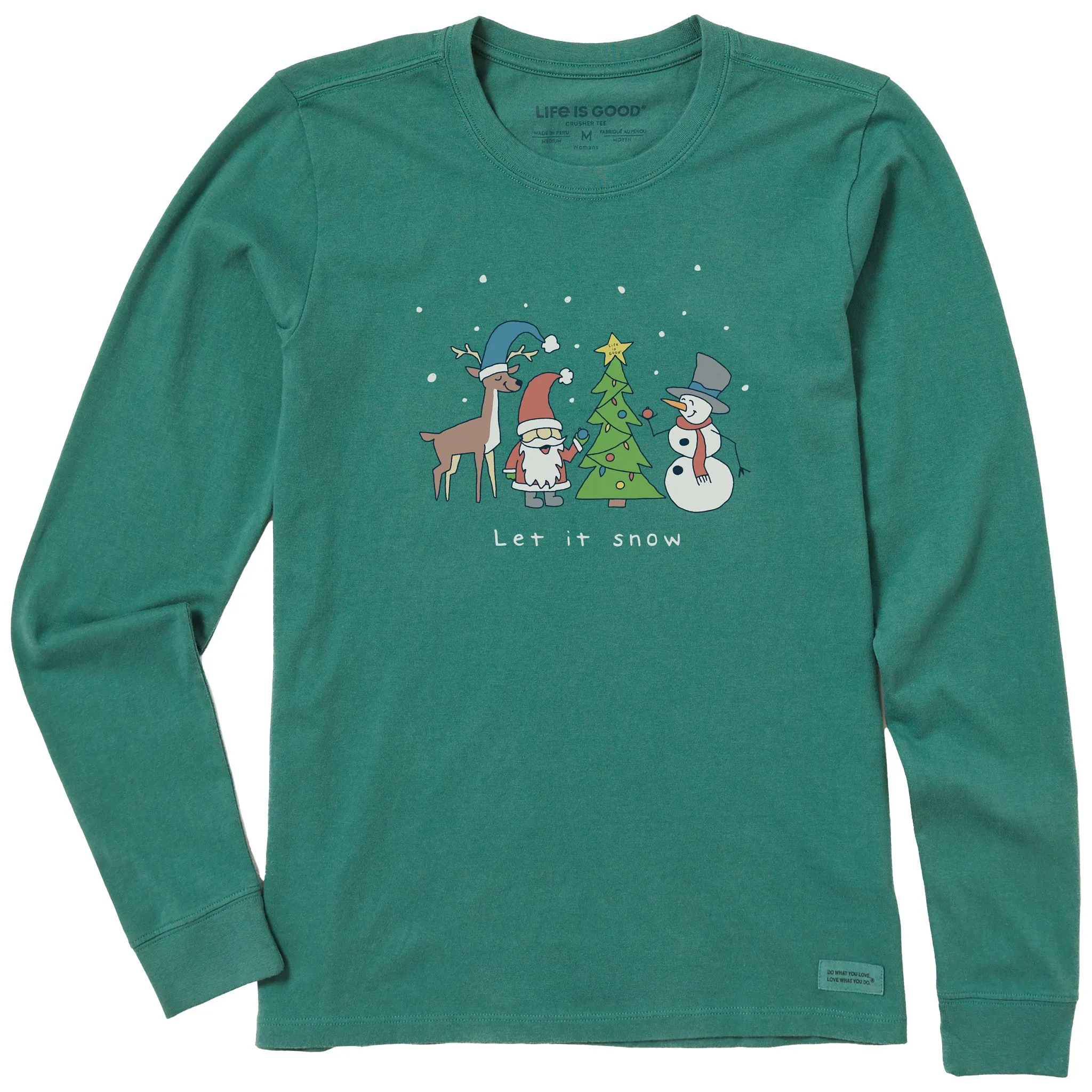 Women's Let It Snow Santa Gnomes Long Sleeve Crusher Tee sold by Life is Good