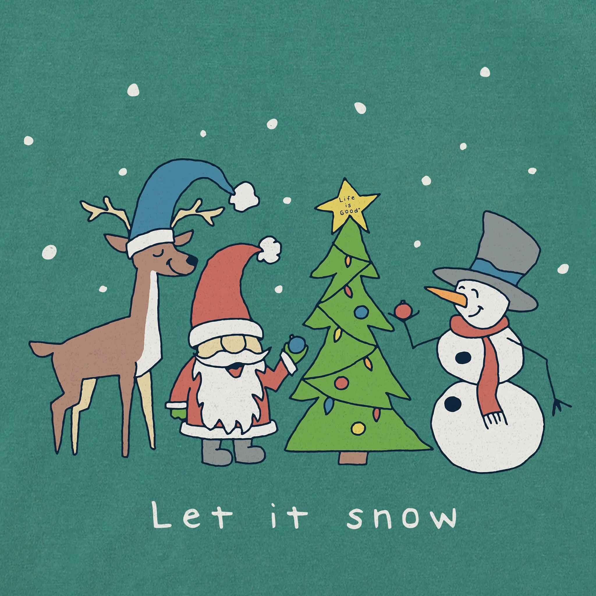 Women's Let It Snow Santa Gnomes Long Sleeve Crusher Tee sold by Life is Good product image thumbnail 2