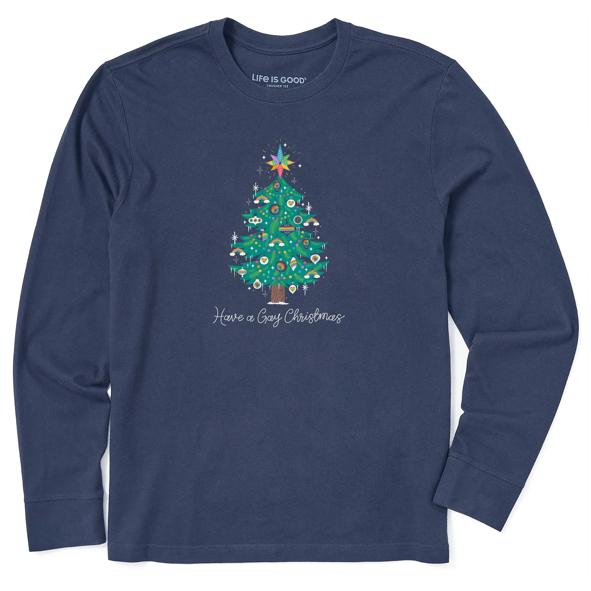 Men's Have a Gay Christmas Long Sleeve Crusher Tee sold by Life is Good