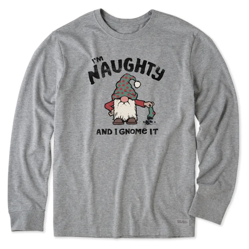 Men's Naughty Gnome Long Sleeve Crusher Tee sold by Life is Good