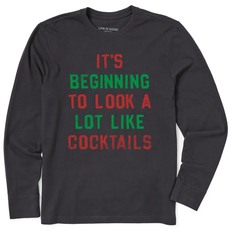 Men's Look a lot like Cocktails Block Letters Long Sleeve Crusher Tee sold by Life is Good