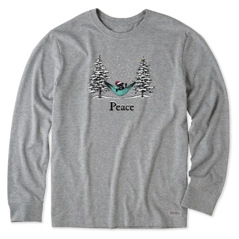 Men's Black Lab Peace Hammock Long Sleeve Crusher Tee sold by Life is Good