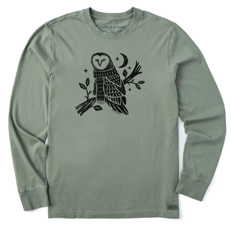 Men's Warmly Dressed Owl Long Sleeve Crusher Tee sold by Life is Good