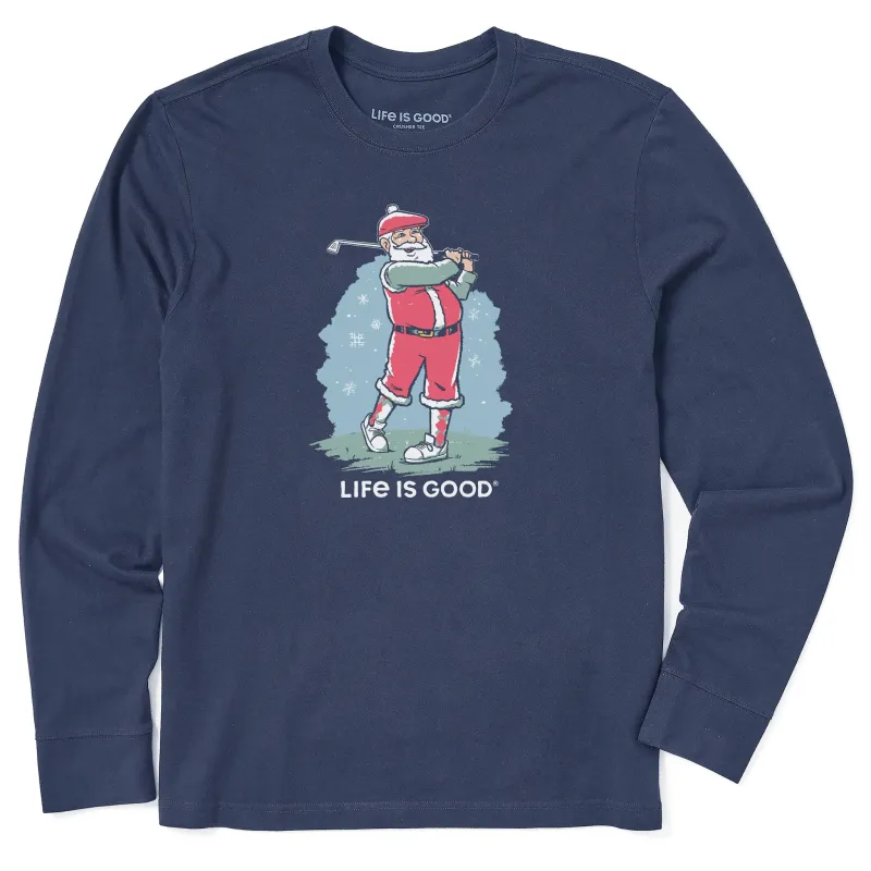 Men's Santa Golfing Long Sleeve Crusher Tee sold by Life is Good