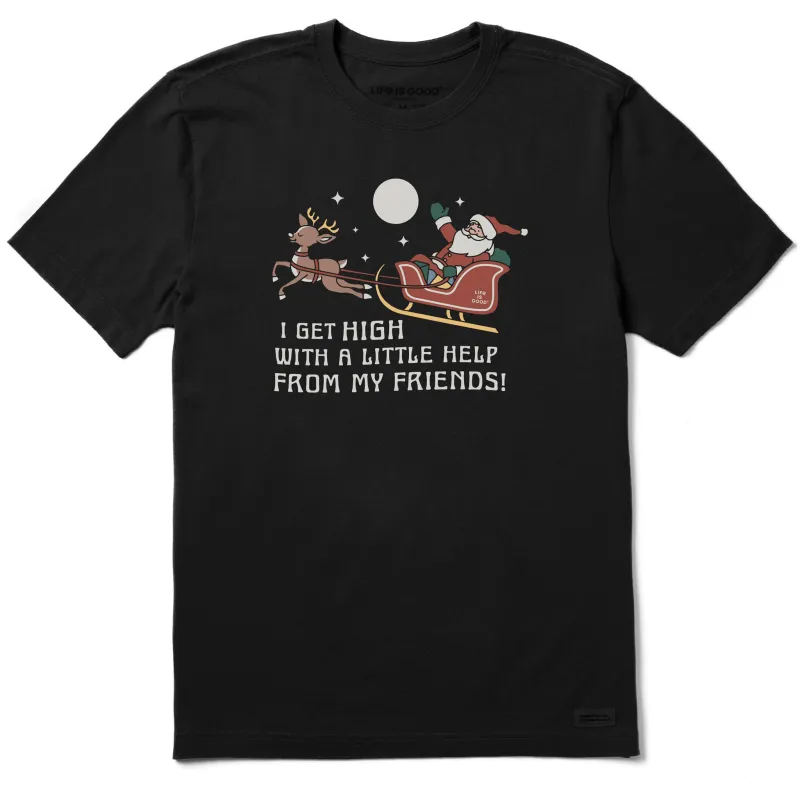 Men's Santa Get High with Friends Short Sleeve Crusher Tee sold by Life is Good